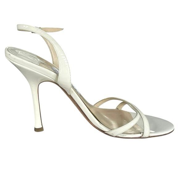 Jimmy Choo Women’s Elsy 70 White Patent Leather Slingback Heels Size 39 US 9 - Picture 4 of 11
